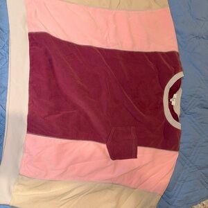 Easel Pink and Burgundy Color Block Top